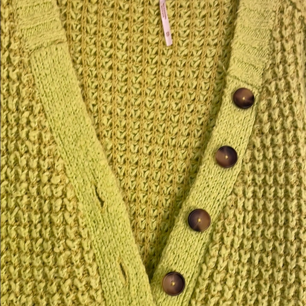 Free People Whistle Thermal Henley Sweater in Acid Lime, size XS - Picture 9 of 11
